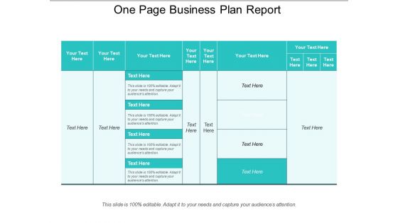One Page Business Plan Report Ppt PowerPoint Presentation Model Tips PDF