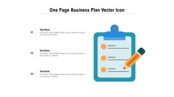 One Page Business Plan Vector Icon Ppt PowerPoint Presentation Gallery Influencers PDF