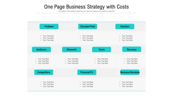 One Page Business Strategy With Costs Ppt PowerPoint Presentation File Clipart PDF One Page Business Strategy With Costs Ppt PowerPoint Presentation File Clipart PDF