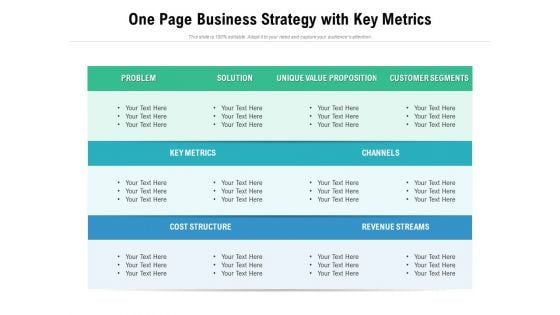 One Page Business Strategy With Key Metrics Ppt PowerPoint Presentation File Background Image PDF