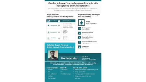 One Page Buyer Persona Template Example With Background And Characteristics PDF Document PPT Template One Page Buyer Persona Template Example With Background And Characteristics PDF Document PPT Template