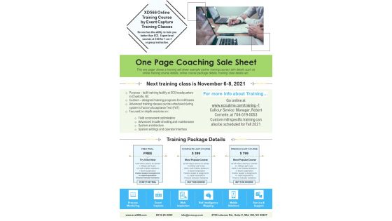 One Page Coaching Sale Sheet PDF Document PPT Template One Page Coaching Sale Sheet PDF Document PPT Template