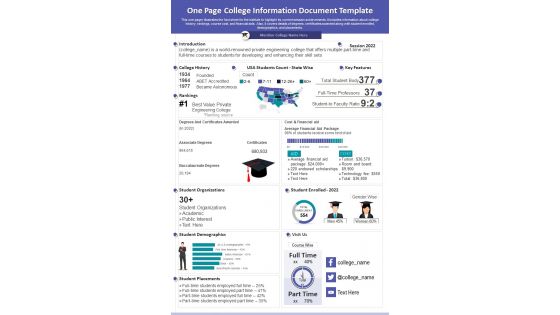One Page College Information Document Template PDF Document PPT Template