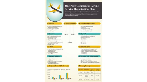 One Page Commercial Airline Service Organization Plan PDF Document PPT Template One Page Commercial Airline Service Organization Plan PDF Document PPT Template
