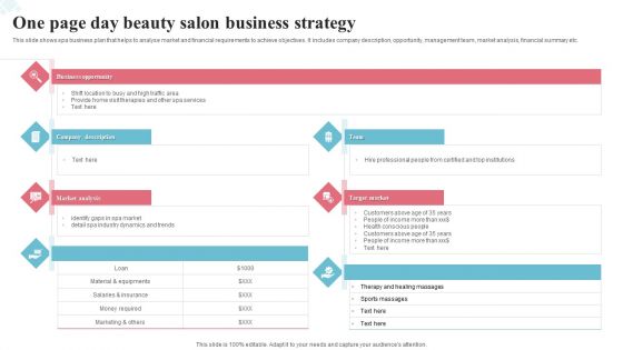 One Page Day Beauty Salon Business Strategy Ppt Layouts Good PDF One Page Day Beauty Salon Business Strategy Ppt Layouts Good PDF