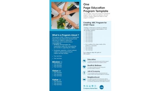 One Page Education Program Template PDF Document PPT Template