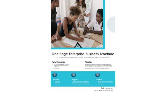 One Page Enterprise Business Brochure PDF Document PPT Template