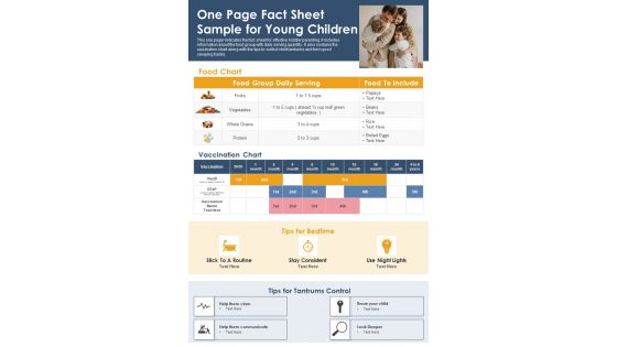 One Page Fact Sheet Sample For Young Children PDF Document PPT Template One Page Fact Sheet Sample For Young Children PDF Document PPT Template