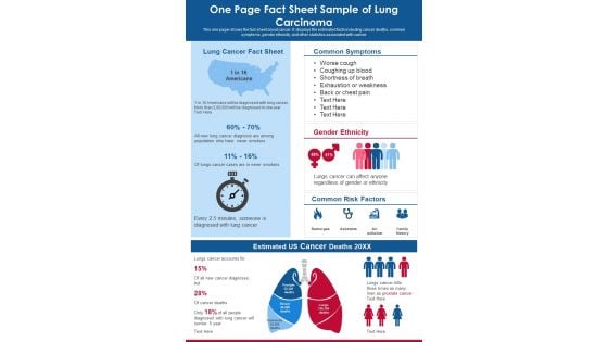 One Page Fact Sheet Sample Of Lung Carcinoma PDF Document PPT Template