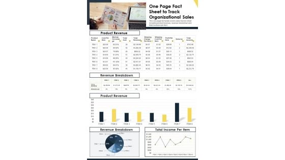 One Page Fact Sheet To Track Organizational Sales PDF Document PPT Template