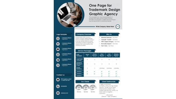 One Page For Trademark Design Graphic Agency PDF Document PPT Template One Page For Trademark Design Graphic Agency PDF Document PPT Template