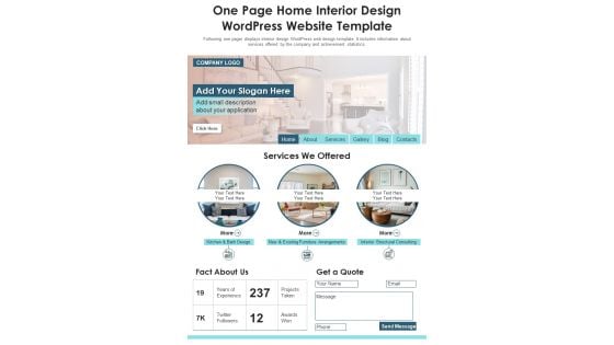 One Page Home Interior Design Wordpress Website Template PDF Document PPT Template One Page Home Interior Design Wordpress Website Template PDF Document PPT Template