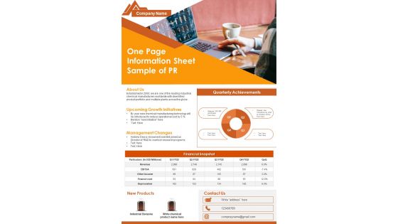 One Page Information Sheet Sample Of PR PDF Document PPT Template