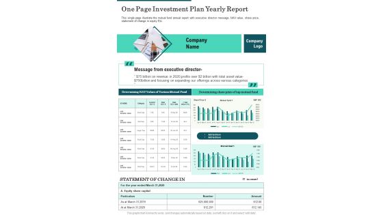 One Page Investment Plan Yearly Report One Pager Documents