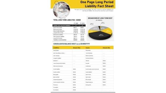 One Page Long Period Liability Fact Sheet PDF Document PPT Template