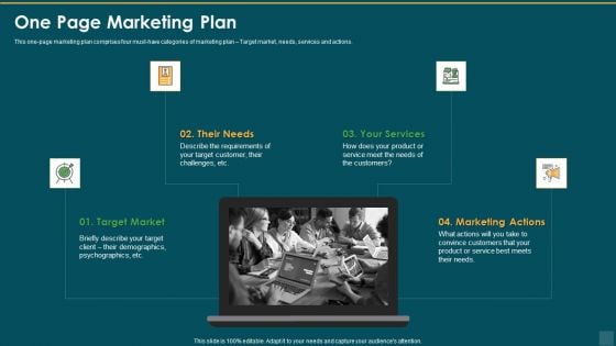 One Page Marketing Plan Actions Ppt Ideas Demonstration PDF One Page Marketing Plan Actions Ppt Ideas Demonstration PDF