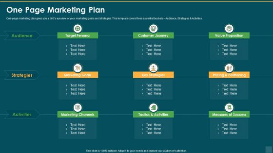 One Page Marketing Plan Ppt File Visual Aids PDF