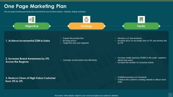 One Page Marketing Plan Strategy Ppt Icon PDF