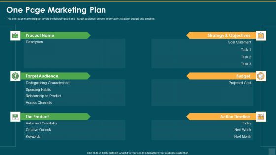 One Page Marketing Plan Timeline Ppt Gallery Layout PDF