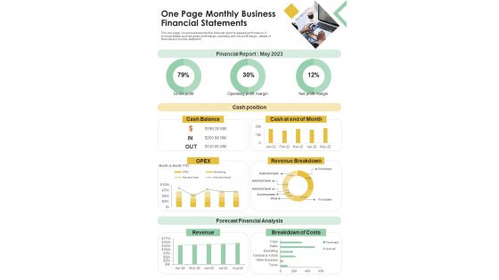 One Page Monthly Business Financial Statements PDF Document PPT Template One Page Monthly Business Financial Statements PDF Document PPT Template