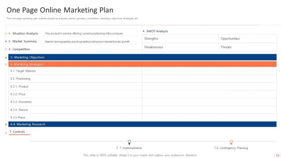 One Page Online Marketing Plan Ppt PowerPoint Presentation Complete With Slides