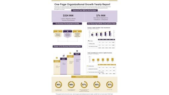 One Page Organizational Growth Yearly Report One Pager Documents