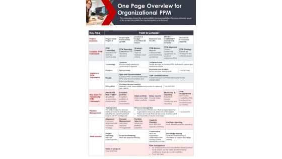 One Page Overview For Organizational PPM PDF Document PPT Template