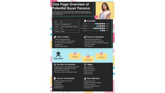 One Page Overview Of Potential Buyer Persona PDF Document PPT Template