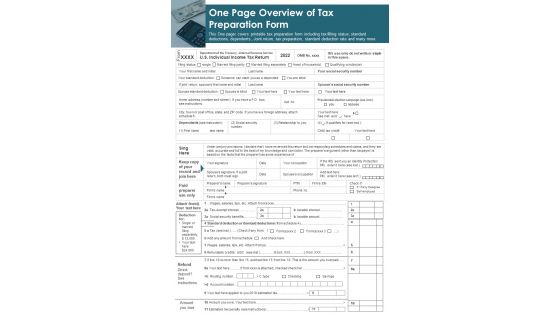 One Page Overview Of Tax Preparation Form PDF Document PPT Template