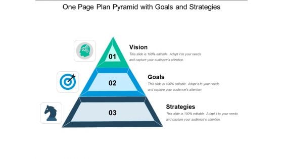 One Page Plan Pyramid With Goals And Strategies Ppt PowerPoint Presentation Summary Information PDF