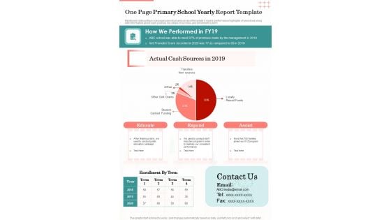 One Page Primary School Yearly Report Template One Pager Documents