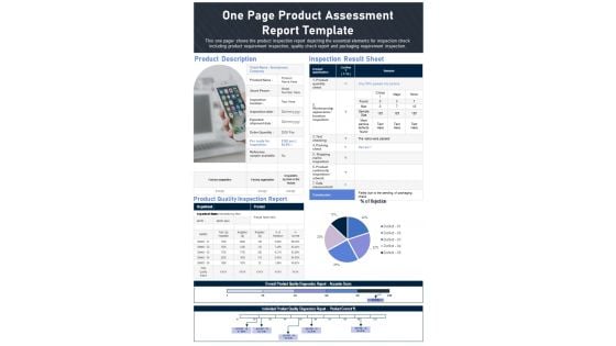 One Page Product Assessment Report Template PDF Document PPT Template