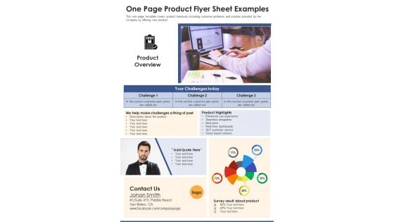 One Page Product Flyer Sheet Examples PDF Document PPT Template