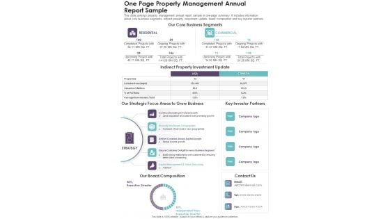 One Page Property Management Annual Report Sample One Pager Documents One Page Property Management Annual Report Sample One Pager Documents