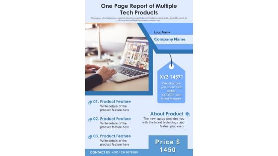 One Page Report Of Multiple Tech Products PDF Document PPT Template