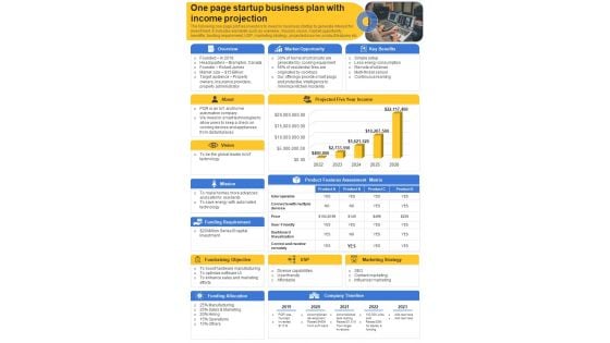 One Page Revenue Forecast PDF Document PPT Template