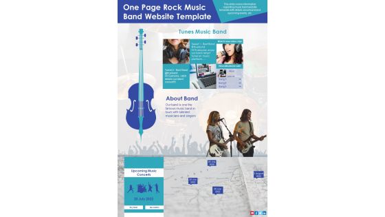 One Page Rock Music Band Website Template PDF Document PPT Template