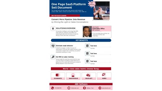 One Page Saas Platform Sell Document PDF Document PPT Template One Page Saas Platform Sell Document PDF Document PPT Template