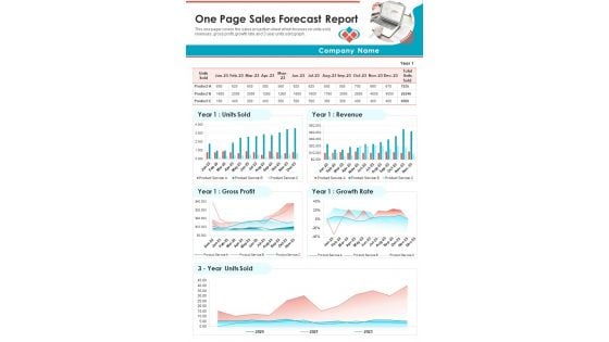 One Page Sales Forecast Report PDF Document PPT Template