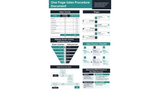 One Page Sales Procedure Document PDF Document PPT Template