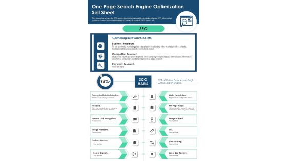 One Page Search Engine Optimization Sell Sheet PDF Document PPT Template