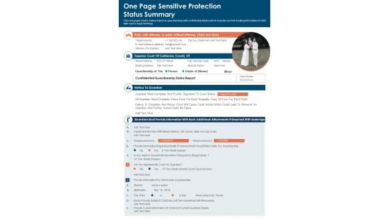 One Page Sensitive Protection Status Summary PDF Document PPT Template One Page Sensitive Protection Status Summary PDF Document PPT Template