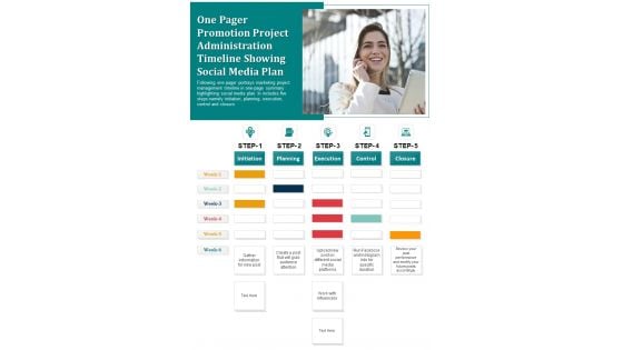 One Page Social Media Strategy PDF Document PPT Template