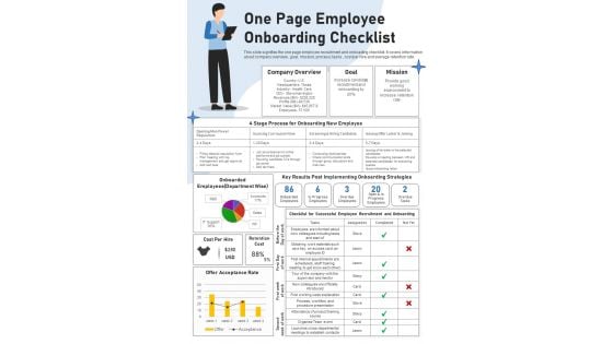 One Page Staff Onboarding Checklist PDF Document PPT Template One Page Staff Onboarding Checklist PDF Document PPT Template