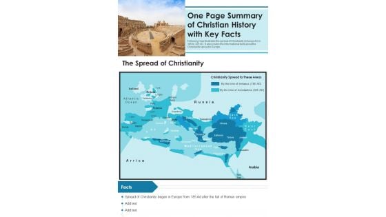 One Page Summary Of Christian History With Key Facts PDF Document PPT Template