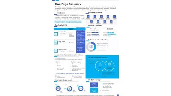One Page Summary Template 162 One Pager Documents