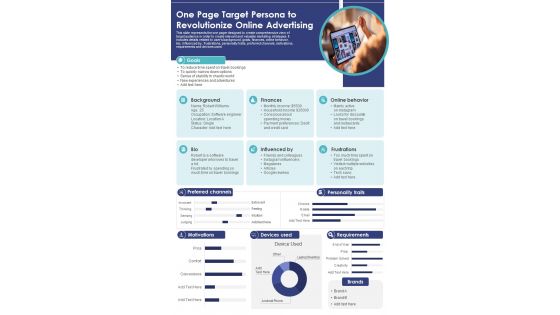 One Page Target Persona To Revolutionize Online Advertising PDF Document PPT Template One Page Target Persona To Revolutionize Online Advertising PDF Document PPT Template