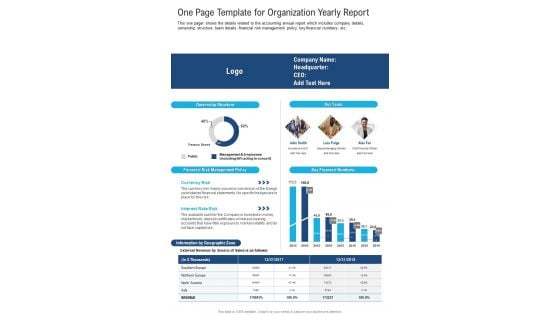 One Page Template For Organization Yearly Report One Pager Documents