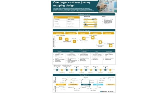 One Page User Journey Mapping Design PDF Document PPT Template