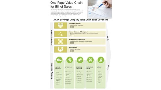 One Page Value Chain For Bill Of Sales PDF Document PPT Template